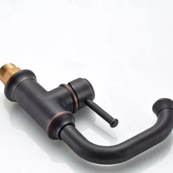 Bathroom Sink Mixer Faucet Vintage Deck Mounted, 360 Swivel Rotatable Single Handle One Hole Monobloc Washroom Basin Taps with Hot and Cold Water Hose Antique Brass ORB