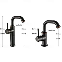 Bathroom Sink Mixer Faucet Vintage Deck Mounted, 360 Swivel Rotatable Single Handle One Hole Monobloc Washroom Basin Taps with Hot and Cold Water Hose Antique Brass ORB