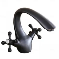 Bathroom Sink Mixer Faucet, Brass Basin Taps Dual Handle with Hot and Cold Hose