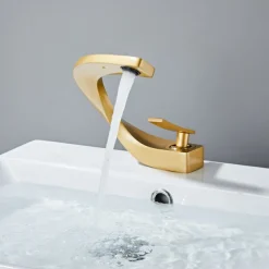 Bathroom Sink Mixer Faucet, Mono Wash Basin Single Handle Basin Taps Washroom, Monobloc Vessel Water Brass Tap Deck Mounted with Hot and Cold Hose