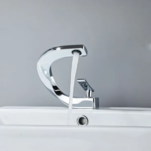 Bathroom Sink Mixer Faucet, Mono Wash Basin Single Handle Basin Taps Washroom, Monobloc Vessel Water Brass Tap Deck Mounted with Hot and Cold Hose