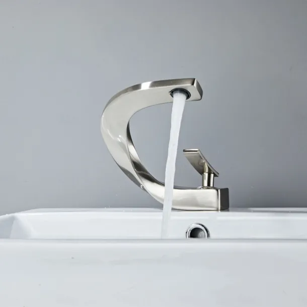 Bathroom Sink Mixer Faucet, Mono Wash Basin Single Handle Basin Taps Washroom, Monobloc Vessel Water Brass Tap Deck Mounted with Hot and Cold Hose
