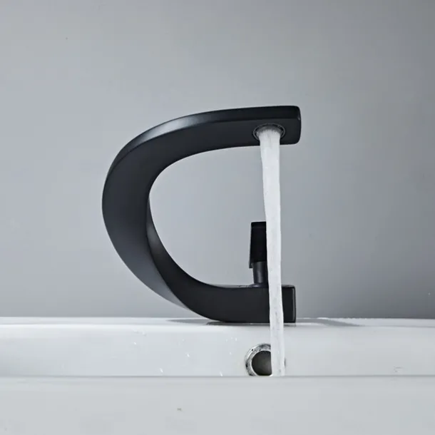 Bathroom Sink Mixer Faucet, Mono Wash Basin Single Handle Basin Taps Washroom, Monobloc Vessel Water Brass Tap Deck Mounted with Hot and Cold Hose