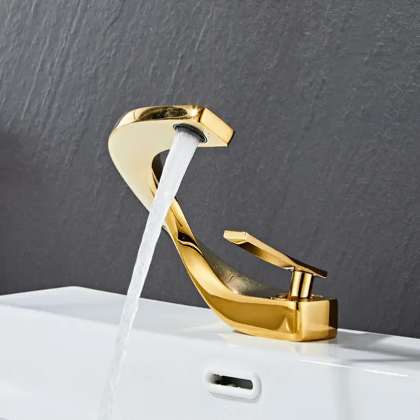 Bathroom Sink Mixer Faucet, Mono Wash Basin Single Handle Basin Taps Washroom, Monobloc Vessel Water Brass Tap Deck Mounted with Hot and Cold Hose