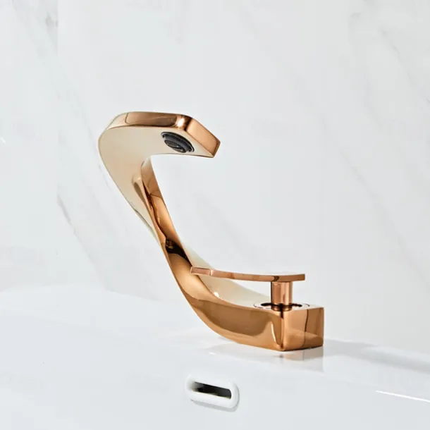 Bathroom Sink Mixer Faucet, Mono Wash Basin Single Handle Basin Taps Washroom, Monobloc Vessel Water Brass Tap Deck Mounted with Hot and Cold Hose