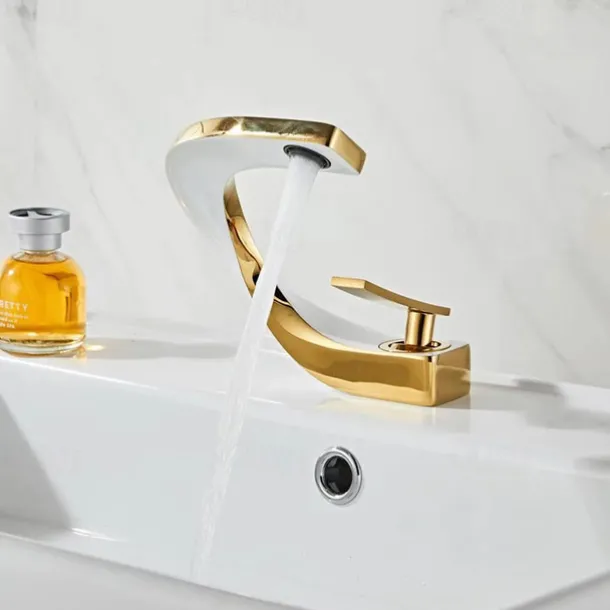 Bathroom Sink Mixer Faucet, Mono Wash Basin Single Handle Basin Taps Washroom, Monobloc Vessel Water Brass Tap Deck Mounted with Hot and Cold Hose