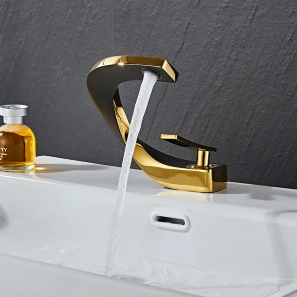 Bathroom Sink Mixer Faucet, Mono Wash Basin Single Handle Basin Taps Washroom, Monobloc Vessel Water Brass Tap Deck Mounted with Hot and Cold Hose