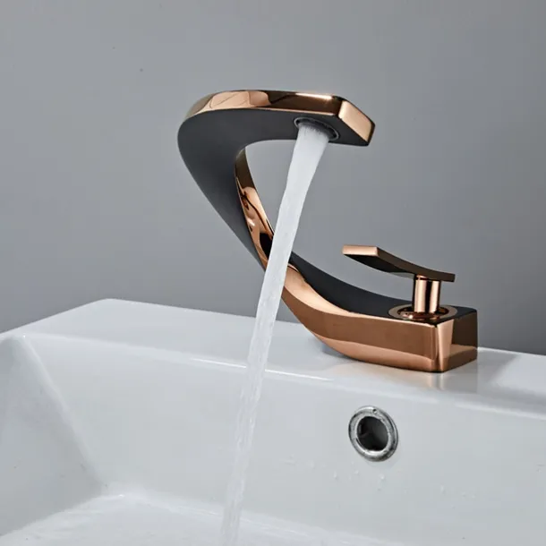 Bathroom Sink Mixer Faucet, Mono Wash Basin Single Handle Basin Taps Washroom, Monobloc Vessel Water Brass Tap Deck Mounted with Hot and Cold Hose
