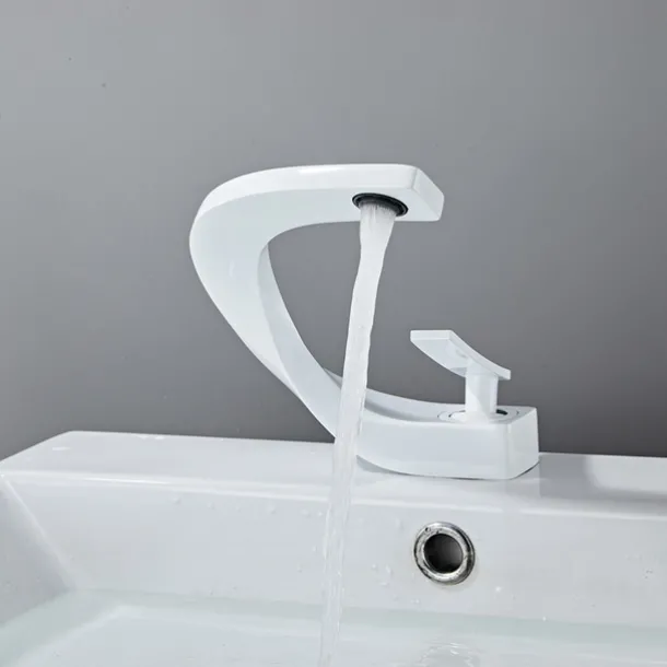 Bathroom Sink Mixer Faucet, Mono Wash Basin Single Handle Basin Taps Washroom, Monobloc Vessel Water Brass Tap Deck Mounted with Hot and Cold Hose