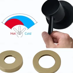 Bathroom Sink Mixer Faucet Wall Mounted, 2 Holes Single Handle Wash Basin Sink Mixer Brass Taps Rough in Valve with Cold Hot Water Hose, Aged Bronze/Black Satin Nickel/Bright Chrome