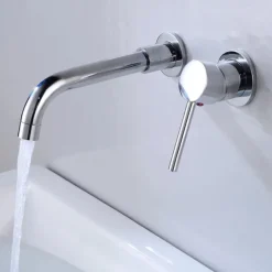 Bathroom Sink Mixer Faucet Wall Mounted, 2 Holes Single Handle Wash Basin Sink Mixer Brass Taps Rough in Valve with Cold Hot Water Hose, Aged Bronze/Black Satin Nickel/Bright Chrome