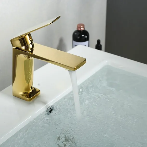 Bathroom Sink Mixer Faucet, Monobloc Washroom Basin Taps Single Handle One Hole Deck Mounted with Hot and Cold Hose