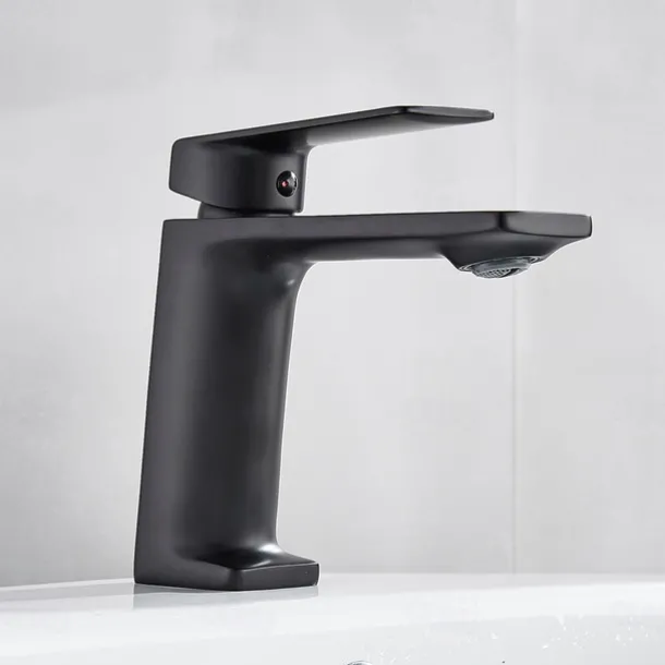 Bathroom Sink Mixer Faucet, Monobloc Washroom Basin Taps Single Handle One Hole Deck Mounted with Hot and Cold Hose