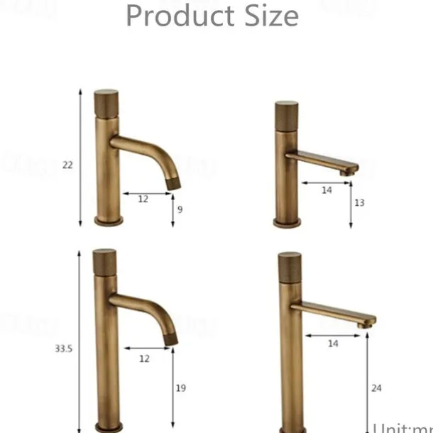 Bathroom Sink Mixer Faucet Single Knob, Vintage Mono Basin Taps Brass Deck Mounted, Monobloc Single Handle One Hole Vessel Water Tap with Hot Cold Water Hose Washroom
