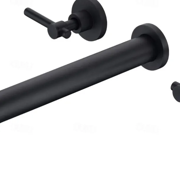 Bathroom Sink Mixer Faucet Wall Mounted, 2 Handle 3 Hole Wash Baxin Brass Taps, Rough in Valve Washroom Basin Tap