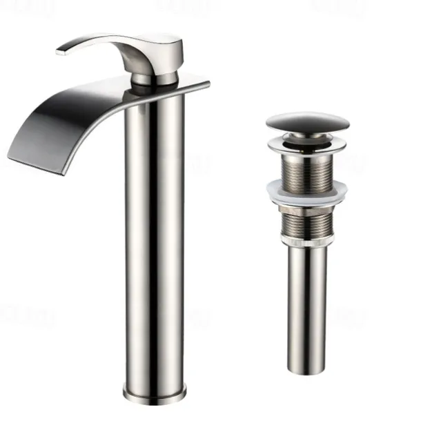 Bathroom Sink Mixer Faucet Tall with Drain, Basin Vessel Tap Ceramic Valve Single Handle Deck Mounted ORB/Rose Gold/Bursh Nickel