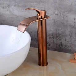 Bathroom Sink Mixer Faucet Tall with Drain, Basin Vessel Tap Ceramic Valve Single Handle Deck Mounted ORB/Rose Gold/Bursh Nickel