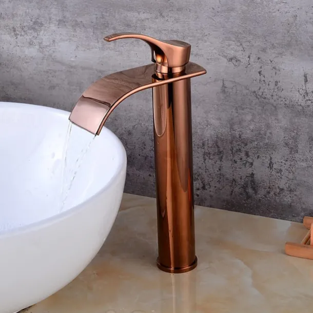 Bathroom Sink Mixer Faucet Tall with Drain, Basin Vessel Tap Ceramic Valve Single Handle Deck Mounted ORB/Rose Gold/Bursh Nickel
