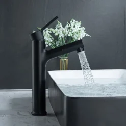 Bathroom Sink Mixer Vessel Faucet Pull Out with 2 Mode Spout Sprayer, Single Handle Pull Down Basin Taps Deck Mounted