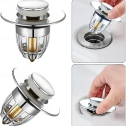 Bathroom Sink Plug Stopper Bounce Up Drain Filter for Wash Basin and Shower Sink with Kitchen Bathtub Stopper Functionality