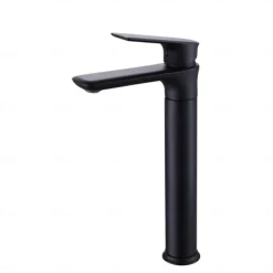 Bathroom Sink Tall Faucet Heavy Duty Style Single Handle One Hole Bath Vessel Sink Faucet Deck Mount Basin Hot and Cold Mixer Tap Lavatory Vanity Sink Faucets Brass Matte Black