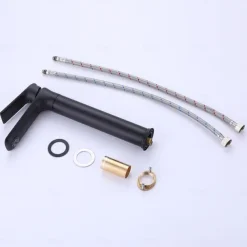 Bathroom Sink Tall Faucet Heavy Duty Style Single Handle One Hole Bath Vessel Sink Faucet Deck Mount Basin Hot and Cold Mixer Tap Lavatory Vanity Sink Faucets Brass Matte Black