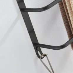 Bathroom Three-layer Shelf with Hooks Stainless Steel Multi-function Towel Rack Matte Black and Golden 1pc