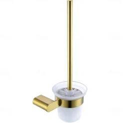 Bathroom Toilet Brush with Holder SUS304 Stainless Steel Storage Organiser Stylish Brush Holder Rustproof Wall Mount Matte Black