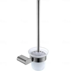 Bathroom Toilet Brush with Holder SUS304 Stainless Steel Storage Organiser Stylish Brush Holder Rustproof Wall Mount Matte Black