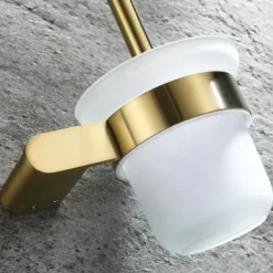 Bathroom Toilet Brush with Holder SUS304 Stainless Steel Storage Organiser Stylish Brush Holder Rustproof Wall Mount Matte Black