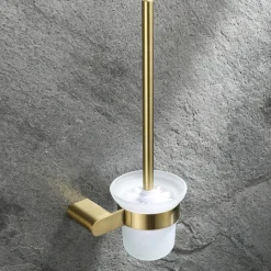 Bathroom Toilet Brush with Holder SUS304 Stainless Steel Storage Organiser Stylish Brush Holder Rustproof Wall Mount Matte Black