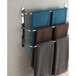 Bathroom Towel Bar Chrome Multilayer New Design Stainless Steel Bath 3 Rods Towel Rack Wall Mounted Silvery 1pc