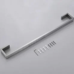 Bathroom Towel Bar 50cm/60cm, Towel Rack Wall Mount Bath Towel Holder, Bath Towel Hanger Stainless Steel Brushed Finished Bathroom Accessories Towel Rail Single Bar,(Black/Brushed Nickel/Chrome)