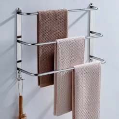 Bathroom Towel Bar Multilayer Bathroom Shelf Contemporary Polished Stainless Steel Bathroom 3-tier Towel Bar Wall Mounted 45/60 cm