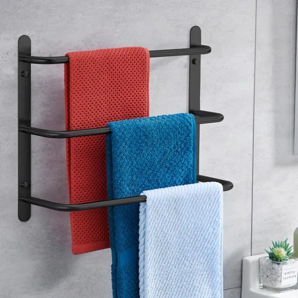 Bathroom Towel Bar Multilayer Bathroom Shelf Contemporary Polished Stainless Steel Bathroom 3-tier Towel Bar Wall Mounted 45/60 cm