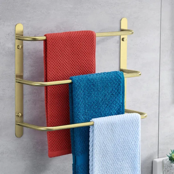 Bathroom Towel Bar Multilayer Bathroom Shelf Contemporary Polished Stainless Steel Bathroom 3-tier Towel Bar Wall Mounted 45/60 cm