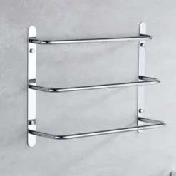 Bathroom Towel Bar Multilayer Bathroom Shelf Contemporary Polished Stainless Steel Bathroom 3-tier Towel Bar Wall Mounted 45/60 cm