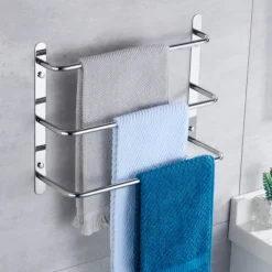 Bathroom Towel Bar Multilayer Bathroom Shelf Contemporary Polished Stainless Steel Bathroom 3-tier Towel Bar Wall Mounted 45/60 cm