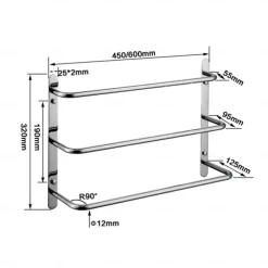 Bathroom Towel Bar Multilayer Bathroom Shelf Contemporary Polished Stainless Steel Bathroom 3-tier Towel Bar Wall Mounted 45/60 cm