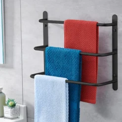Bathroom Towel Bar Multilayer Bathroom Shelf Contemporary Polished Stainless Steel Bathroom 3-tier Towel Bar Wall Mounted 45/60 cm