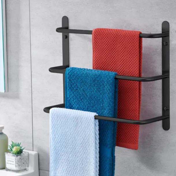 Bathroom Towel Bar Multilayer Bathroom Shelf Contemporary Polished Stainless Steel Bathroom 3-tier Towel Bar Wall Mounted 45/60 cm
