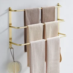 Bathroom Towel Bar Multilayer Bathroom Shelf Contemporary Polished Stainless Steel Bathroom 3-tier Towel Bar Wall Mounted 45/60 cm