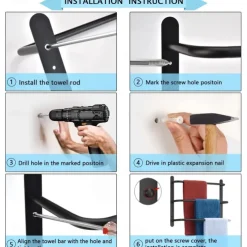 Bathroom Towel Bar Multilayer Bathroom Shelf Contemporary Polished Stainless Steel Bathroom 3-tier Towel Bar Wall Mounted 45/60 cm