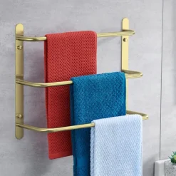 Bathroom Towel Bar Multilayer Bathroom Shelf Contemporary Polished Stainless Steel Bathroom 3-tier Towel Bar Wall Mounted 45/60 cm