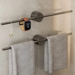 Bathroom Towel Bar Perforated Free Space Aluminum Towel Rack Extremely Simple Light Luxurious Towel Storage