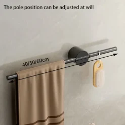 Bathroom Towel Bar Perforated Free Space Aluminum Towel Rack Extremely Simple Light Luxurious Towel Storage