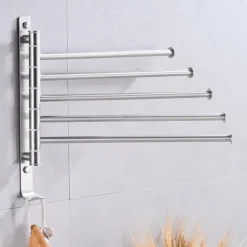 Bathroom Towel Rack Rotatable Activity Towel Bar Stainless Steel Brushed Bathroom Storage Towel Rack
