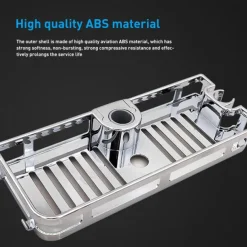 Bathroom Tray Stand Storage Rack Anti Bacteria Organizer Rectangle Lifting Rod No Drilling Shower Shelf Lifting Removable Practical Bathroom Pole Shower Storage Rack