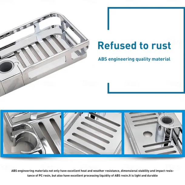 Bathroom Tray Stand Storage Rack Anti Bacteria Organizer Rectangle Lifting Rod No Drilling Shower Shelf Lifting Removable Practical Bathroom Pole Shower Storage Rack