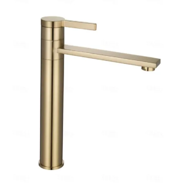 Bathroom Vessel Faucet Tall 11 inch, Sink Mixer Basin Taps Deck Mounted, Monobloc Round Single Handle Cermaic Valve Brass Taps Black Gold Chrome